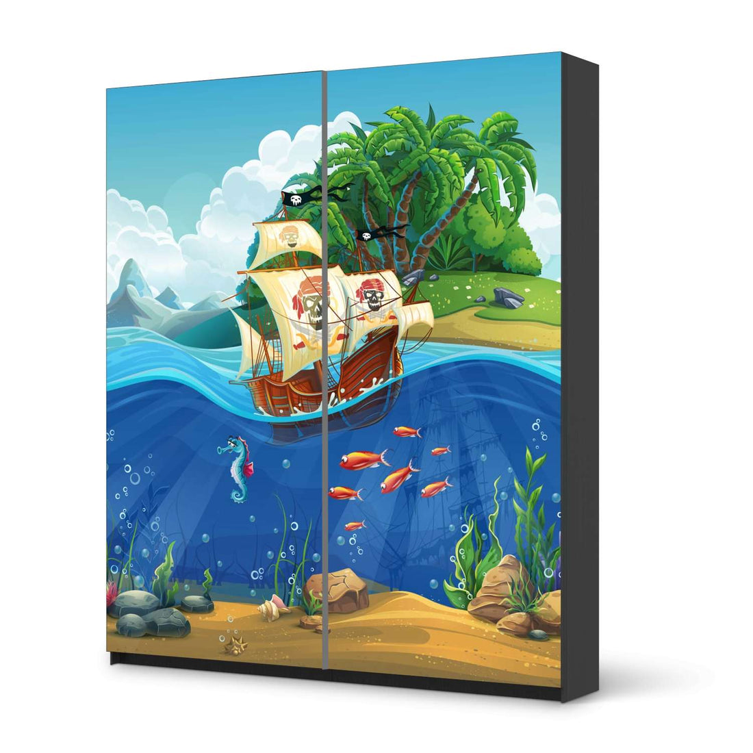 Möbelfolie IKEA Pirates - IKEA Pax Schrank 236 cm Höhe - Schiebetür - schwarz