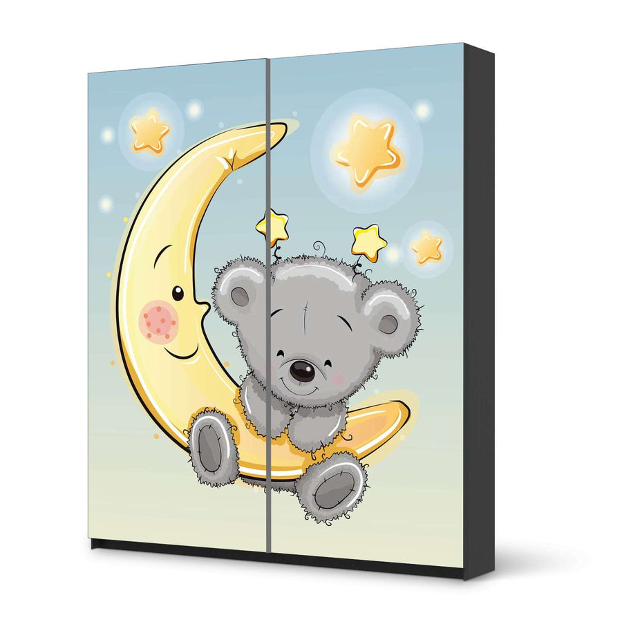 Möbelfolie IKEA Teddy und Mond - IKEA Pax Schrank 236 cm Höhe - Schiebetür - schwarz