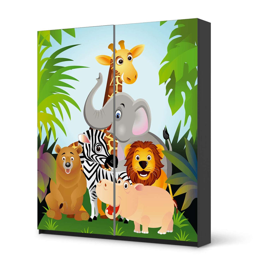 Möbelfolie IKEA Wild Animals - IKEA Pax Schrank 236 cm Höhe - Schiebetür - schwarz