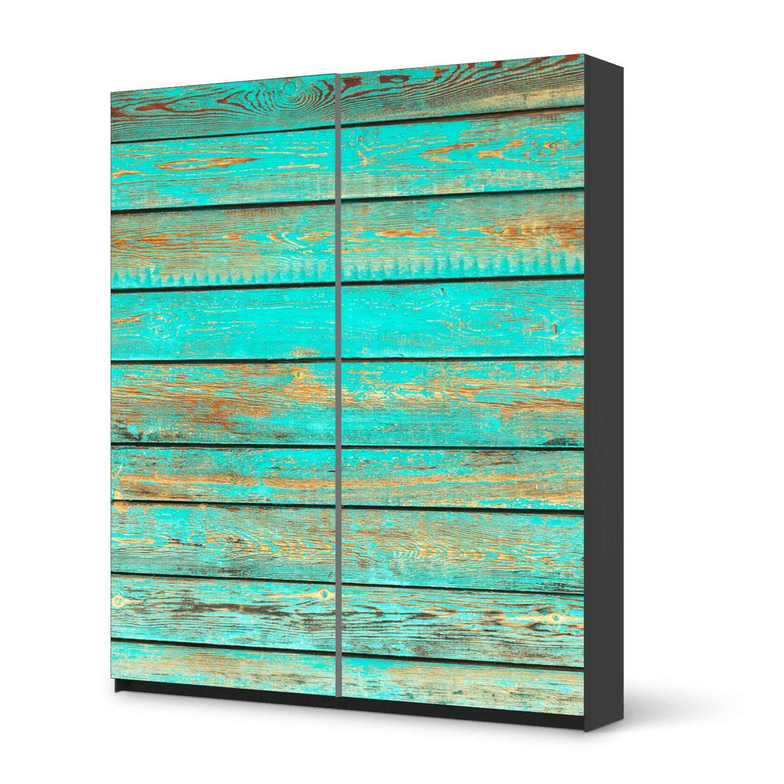 Möbelfolie IKEA Wooden Aqua - IKEA Pax Schrank 236 cm Höhe - Schiebetür - schwarz