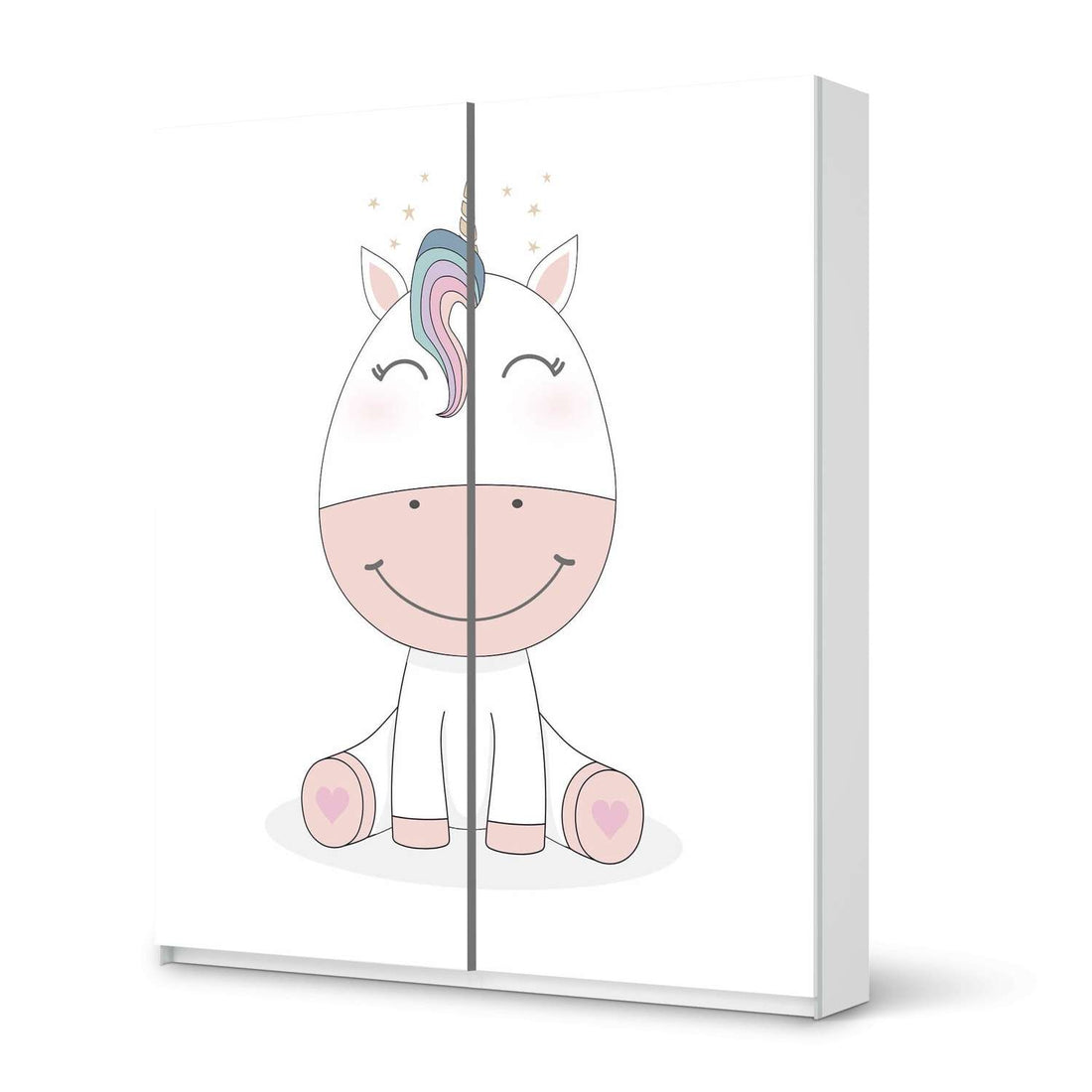 Möbelfolie IKEA Baby Unicorn - IKEA Pax Schrank 236 cm Höhe - Schiebetür - weiss