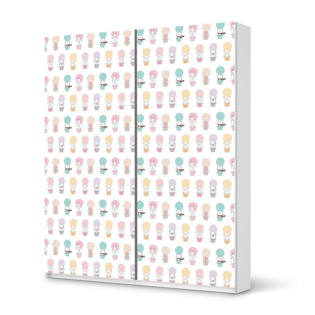 Möbelfolie IKEA Flying Animals - IKEA Pax Schrank 236 cm Höhe - Schiebetür - weiss