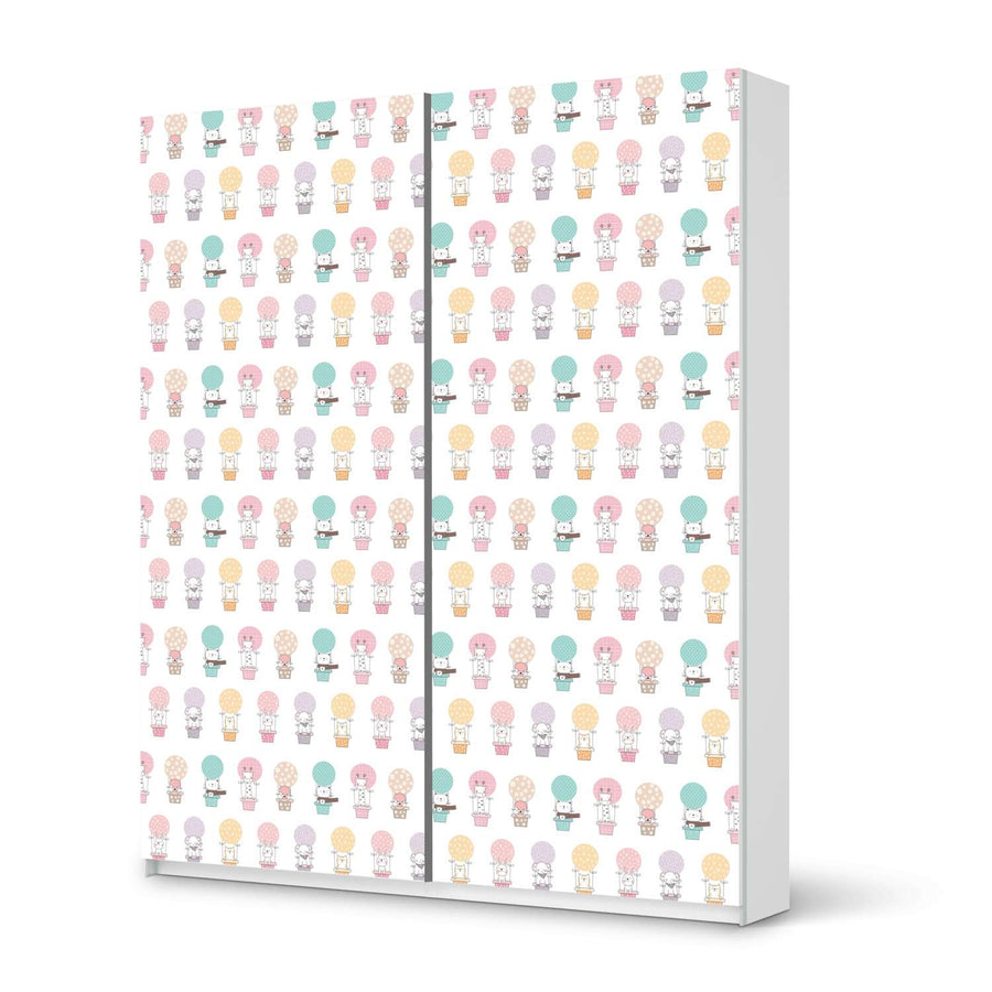 Möbelfolie IKEA Flying Animals - IKEA Pax Schrank 236 cm Höhe - Schiebetür - weiss