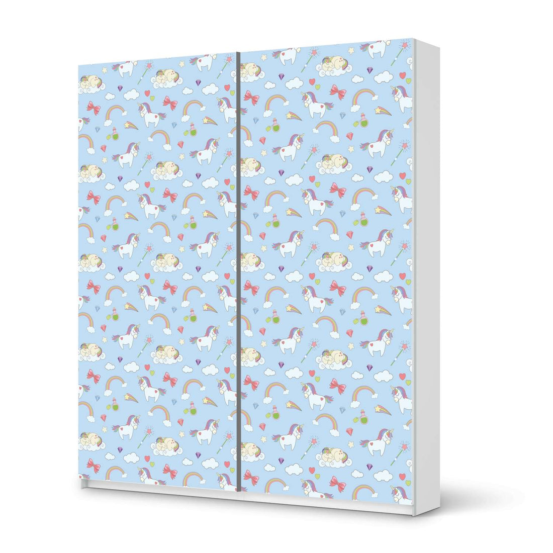 Möbelfolie IKEA Rainbow Unicorn - IKEA Pax Schrank 236 cm Höhe - Schiebetür - weiss