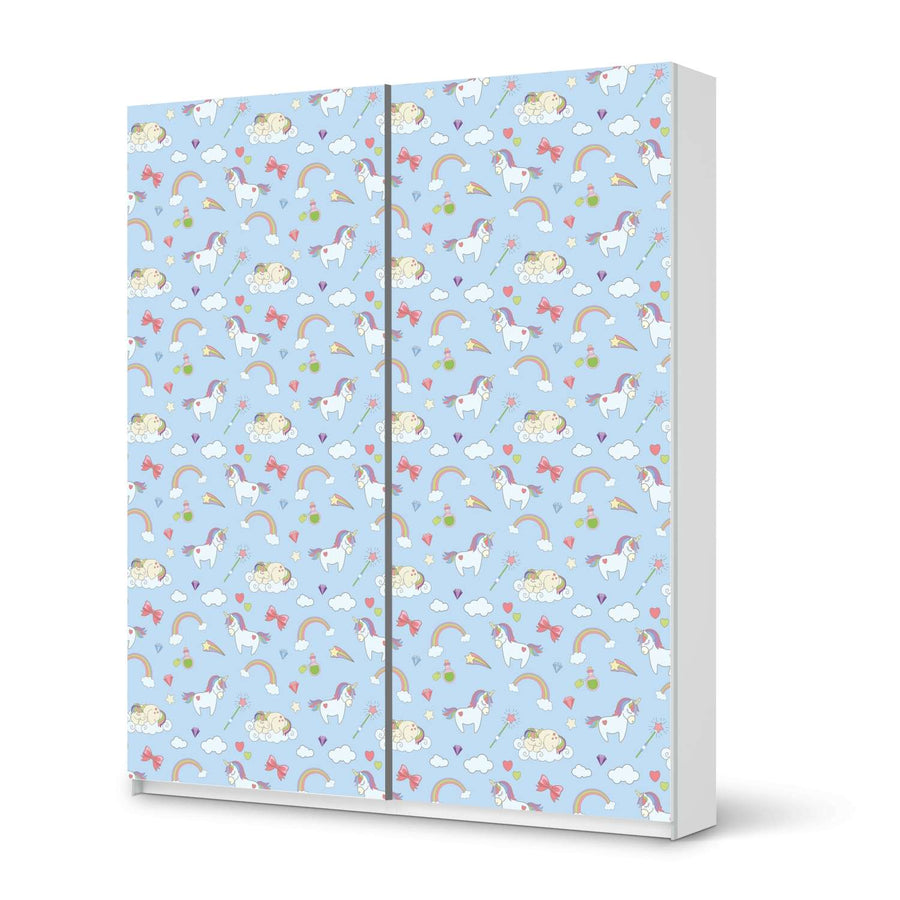 Möbelfolie IKEA Rainbow Unicorn - IKEA Pax Schrank 236 cm Höhe - Schiebetür - weiss