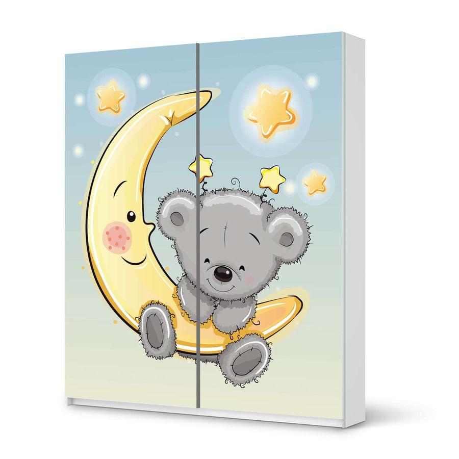 Möbelfolie IKEA Teddy und Mond - IKEA Pax Schrank 236 cm Höhe - Schiebetür - weiss