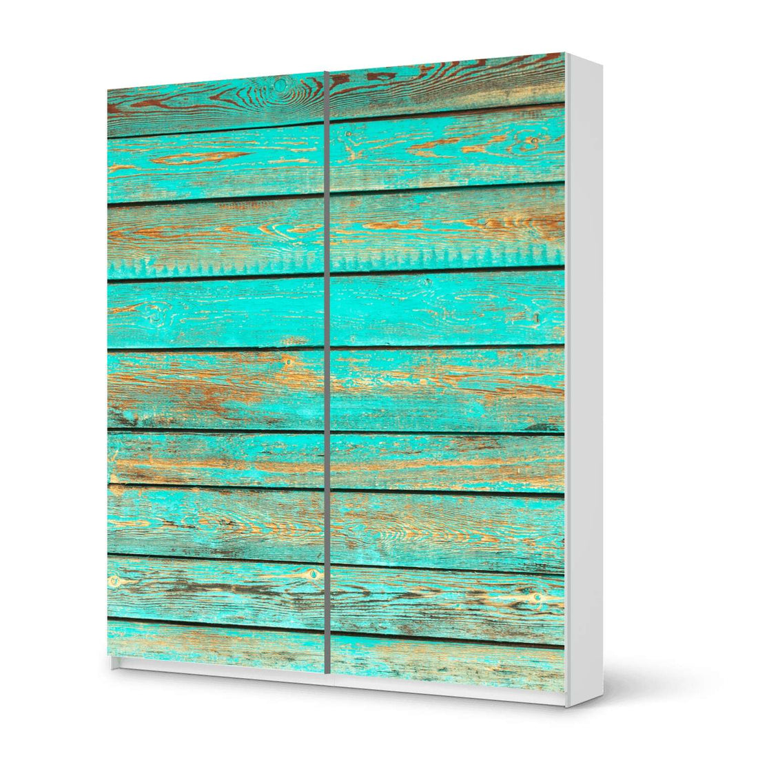 Möbelfolie IKEA Wooden Aqua - IKEA Pax Schrank 236 cm Höhe - Schiebetür - weiss