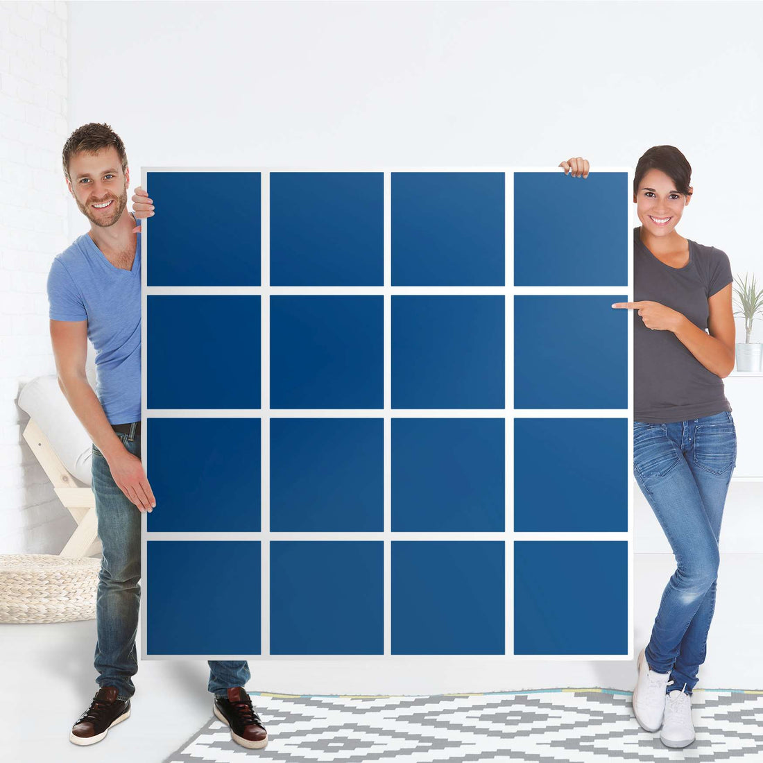 Möbelfolie Blau Dark - IKEA Kallax Regal 16 Türen - Folie