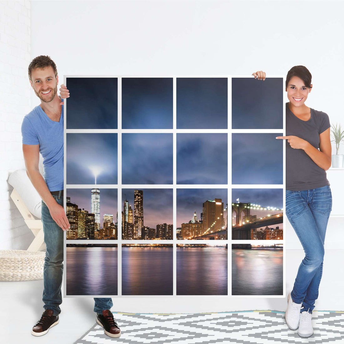 Möbelfolie Brooklyn Bridge - IKEA Kallax Regal 16 Türen - Folie