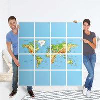Möbelfolie Geografische Weltkarte - IKEA Kallax Regal 16 Türen - Folie