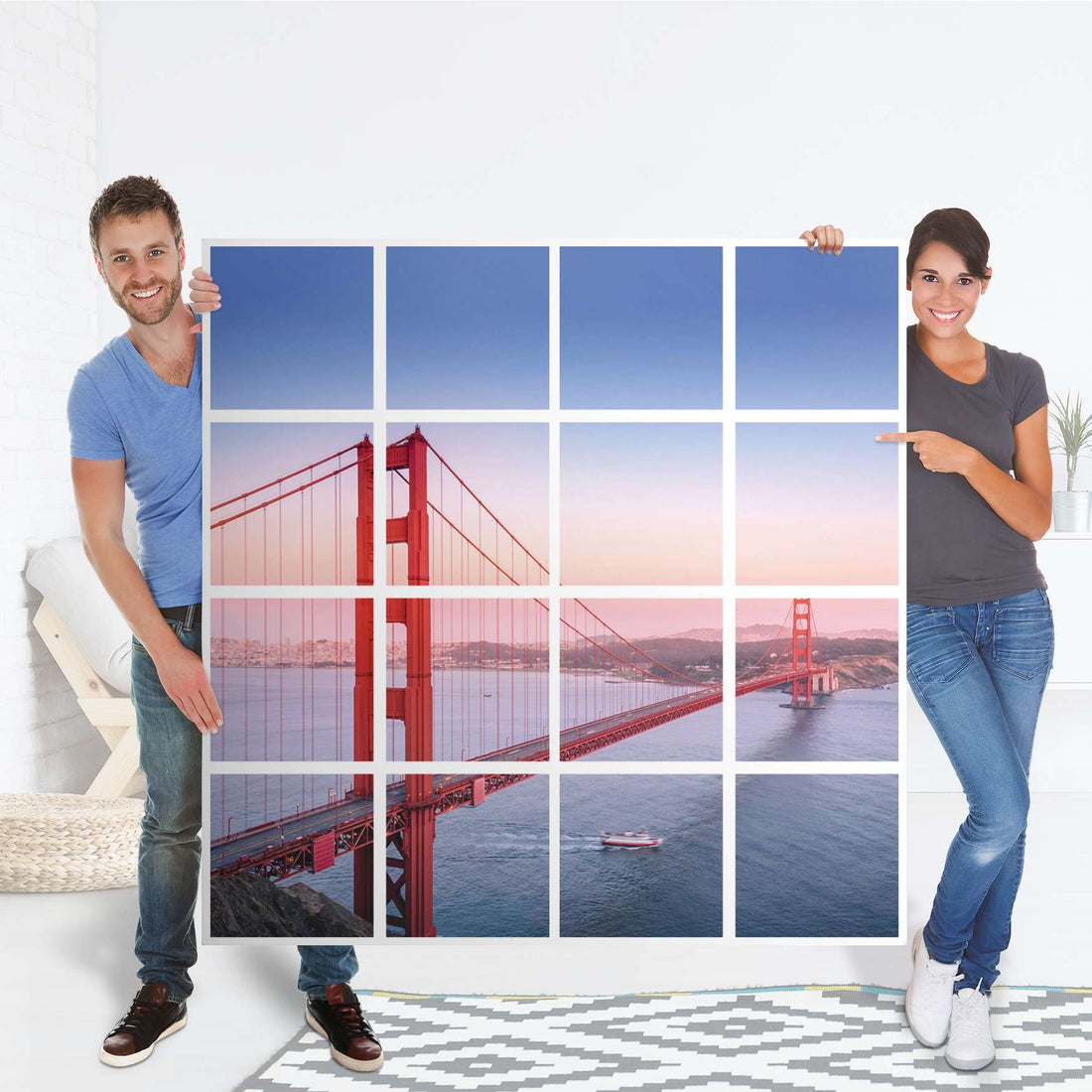 Möbelfolie Golden Gate - IKEA Kallax Regal 16 Türen - Folie