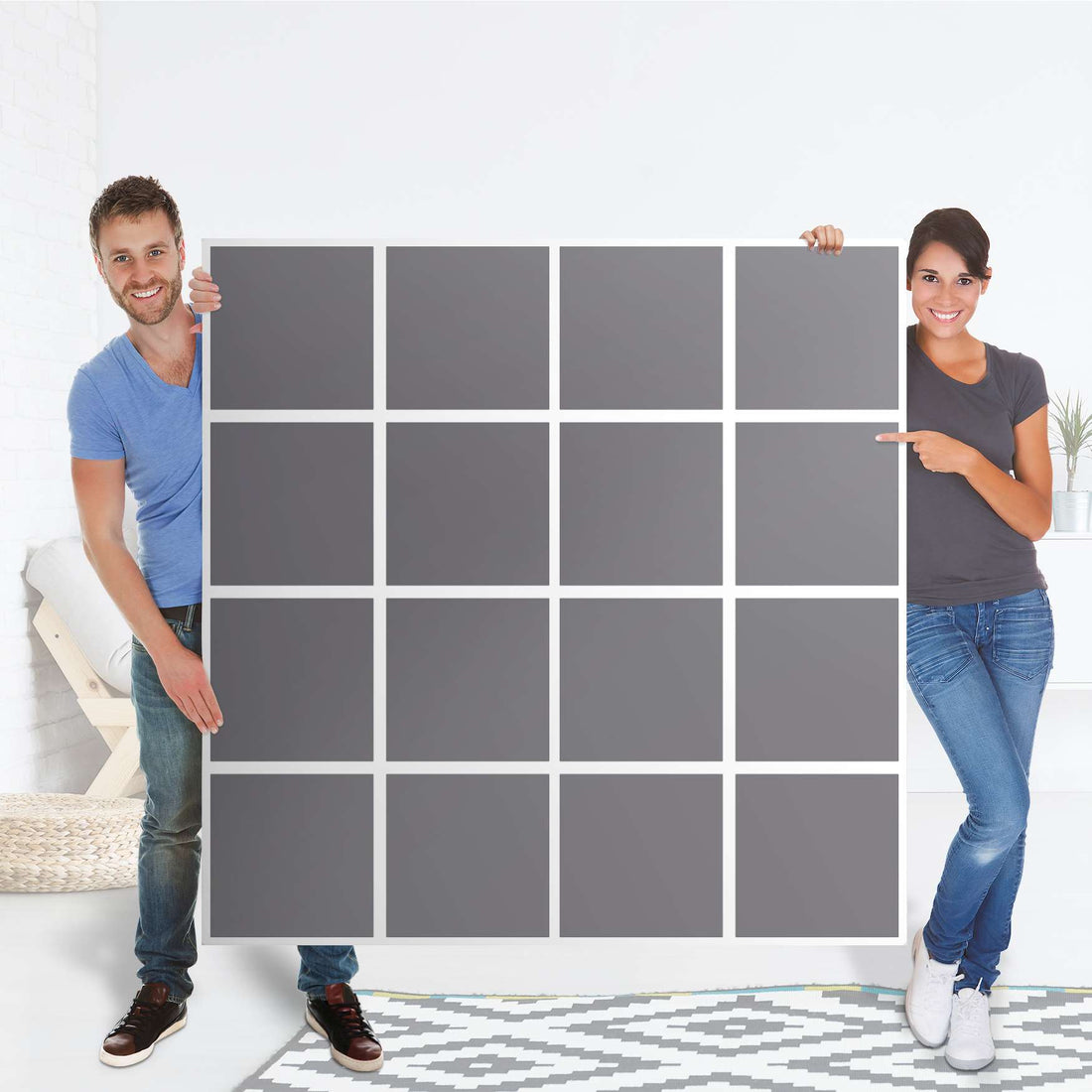 Möbelfolie Grau Light - IKEA Kallax Regal 16 Türen - Folie