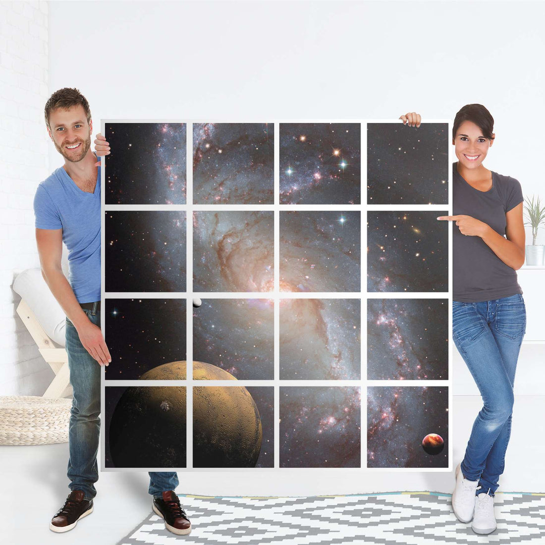 Möbelfolie Milky Way - IKEA Kallax Regal 16 Türen - Folie