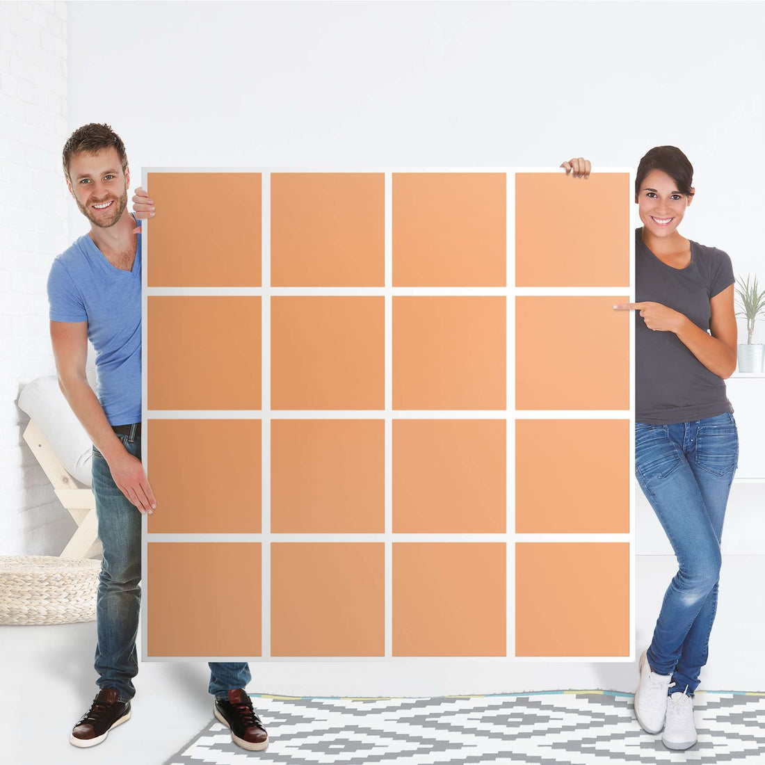 Möbelfolie Orange Light - IKEA Kallax Regal 16 Türen - Folie