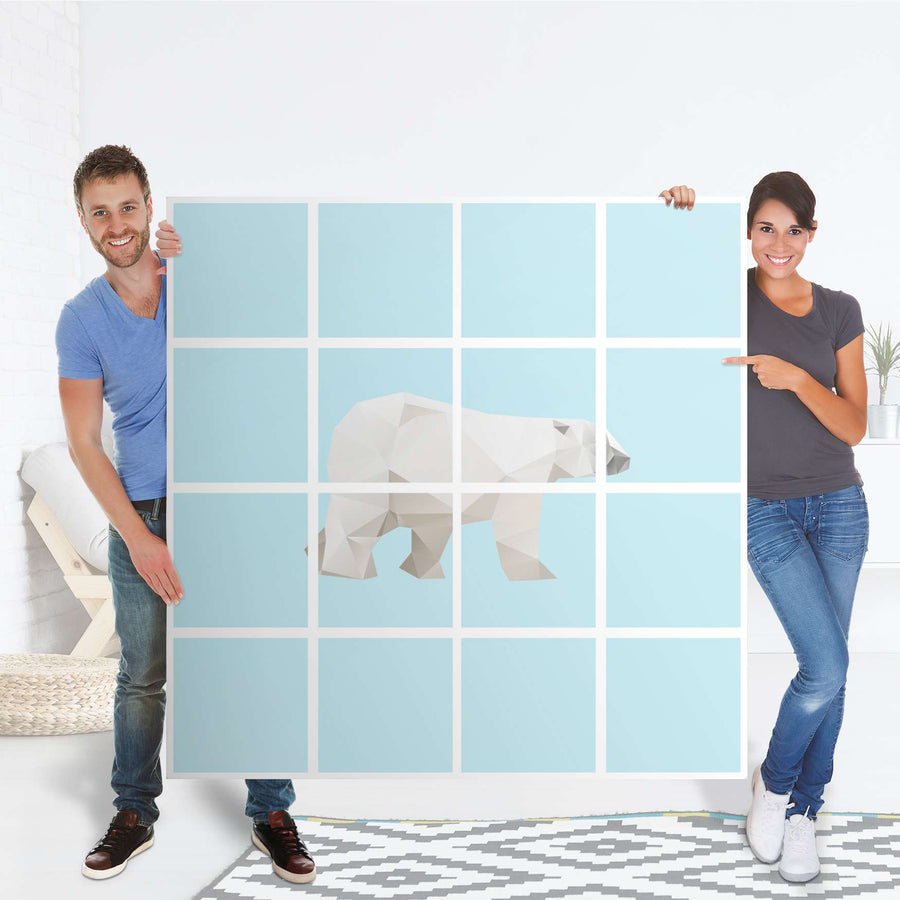 Möbelfolie Origami Polar Bear - IKEA Kallax Regal 16 Türen - Folie