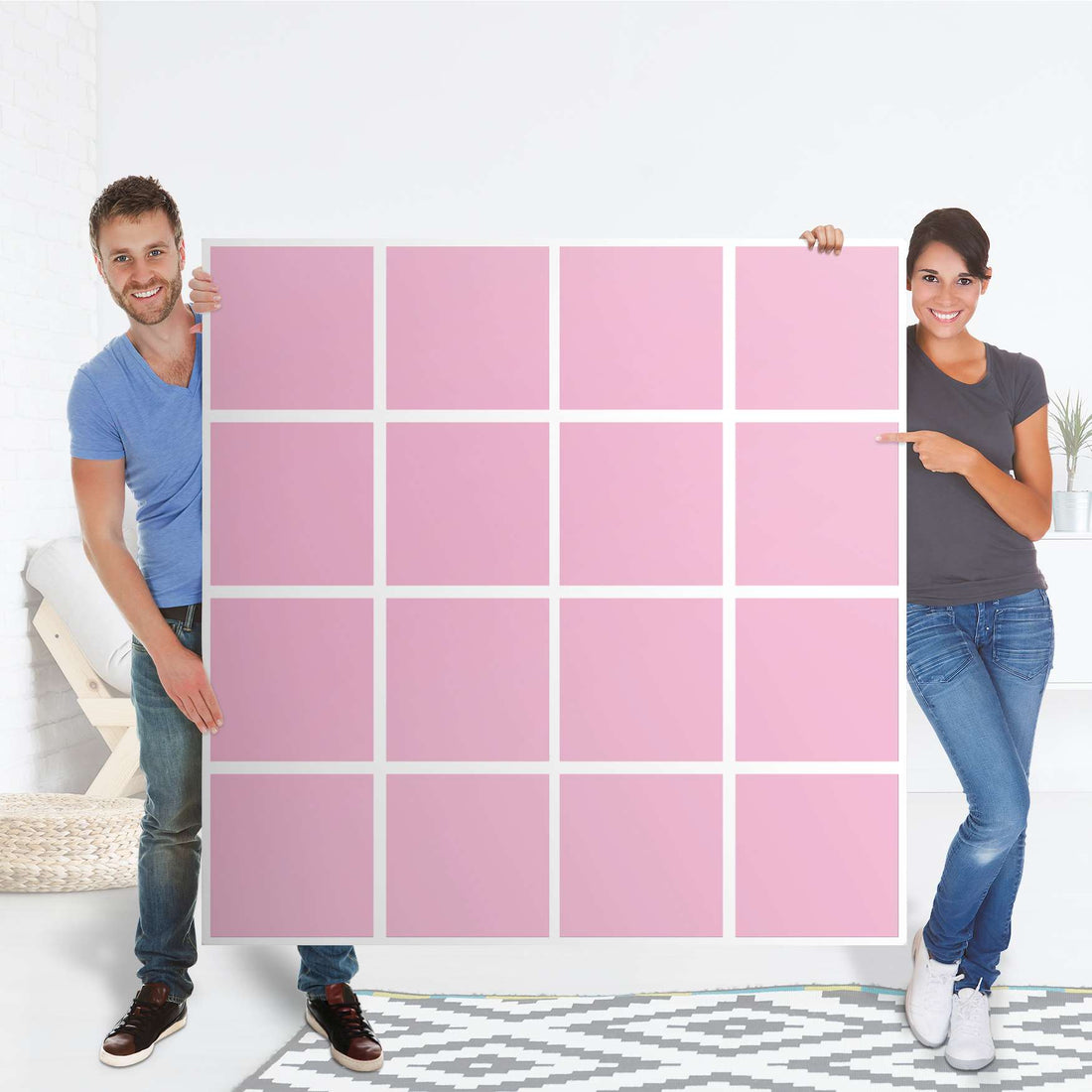 Möbelfolie Pink Light - IKEA Kallax Regal 16 Türen - Folie