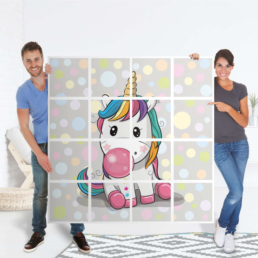 Möbelfolie Rainbow das Einhorn - IKEA Kallax Regal 16 Türen - Folie