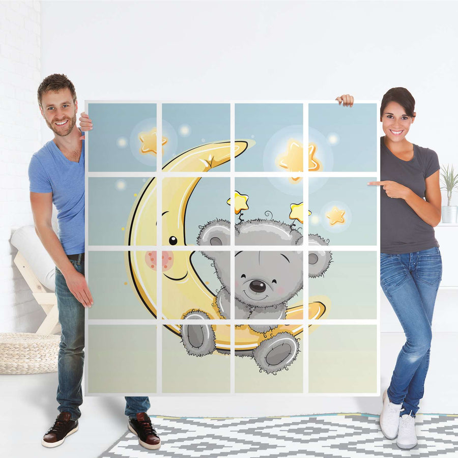 Möbelfolie Teddy und Mond - IKEA Kallax Regal 16 Türen - Folie