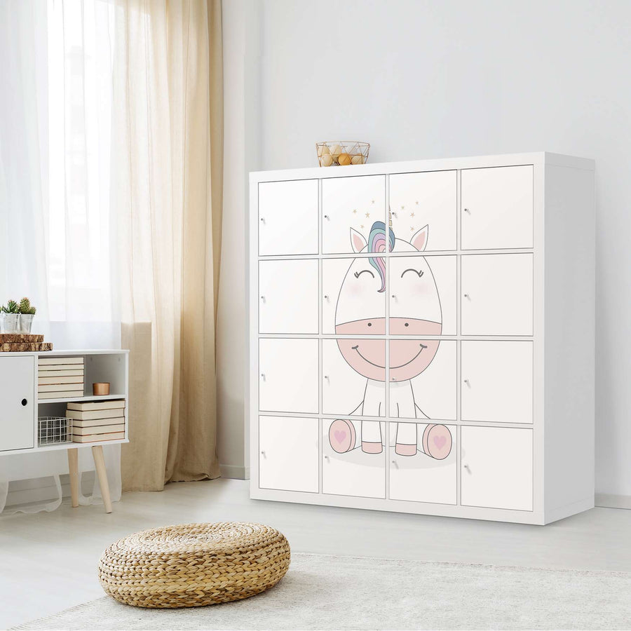 Möbelfolie Baby Unicorn - IKEA Kallax Regal 16 Türen - Kinderzimmer