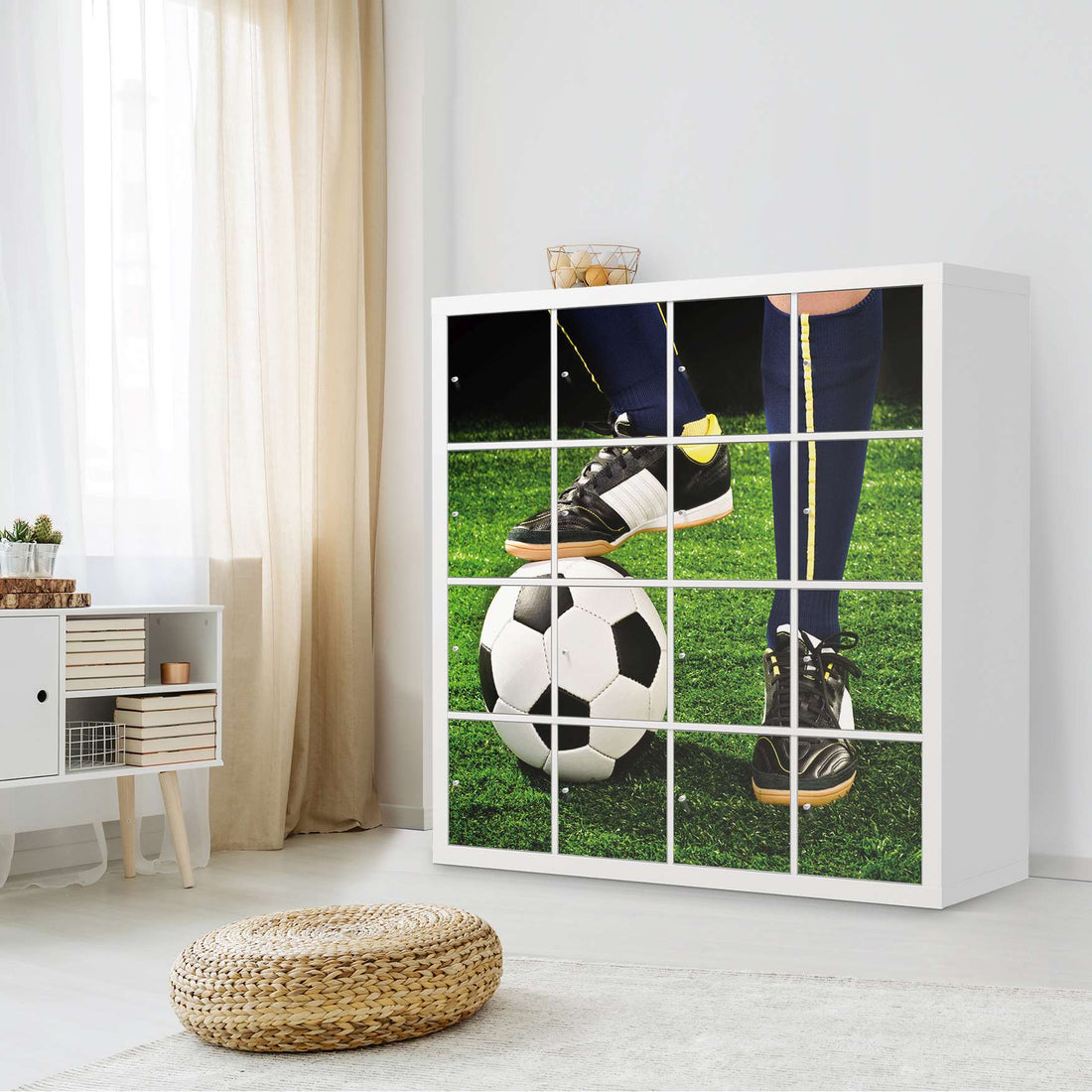 Möbelfolie Fussballstar - IKEA Kallax Regal 16 Türen - Kinderzimmer