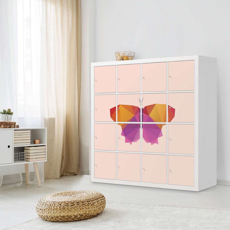 Möbelfolie Origami Butterfly - IKEA Kallax Regal 16 Türen - Kinderzimmer