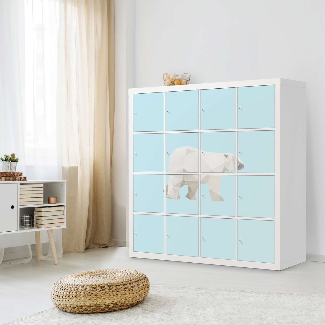 Möbelfolie Origami Polar Bear - IKEA Kallax Regal 16 Türen - Kinderzimmer