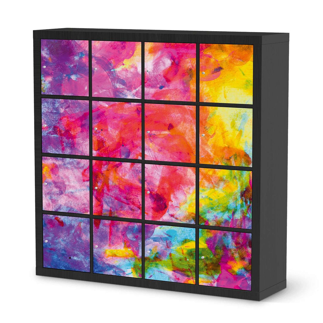 Möbelfolie Abstract Watercolor - IKEA Kallax Regal 16 Türen - schwarz