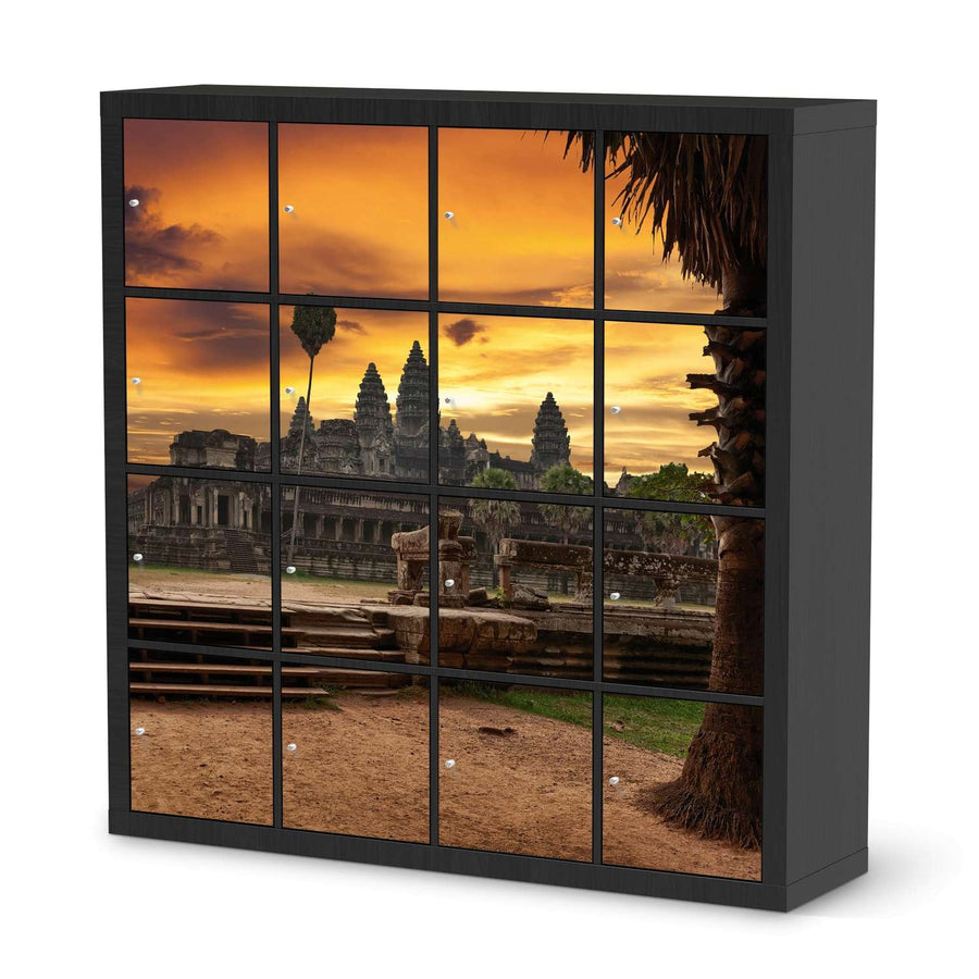 Möbelfolie Angkor Wat - IKEA Kallax Regal 16 Türen - schwarz