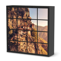 Möbelfolie Bhutans Paradise - IKEA Kallax Regal 16 Türen - schwarz