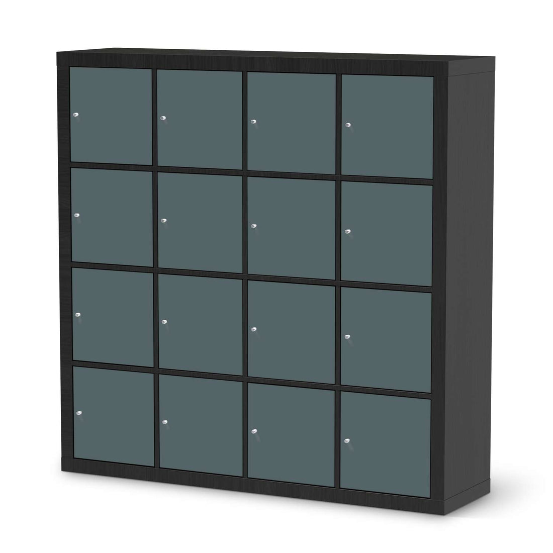 Möbelfolie Blaugrau Light - IKEA Kallax Regal 16 Türen - schwarz