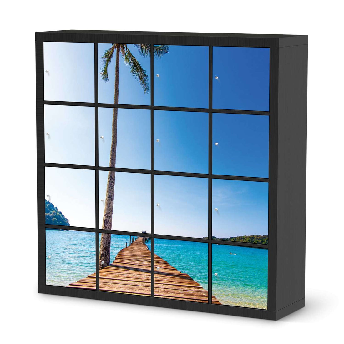 Möbelfolie Caribbean - IKEA Kallax Regal 16 Türen - schwarz