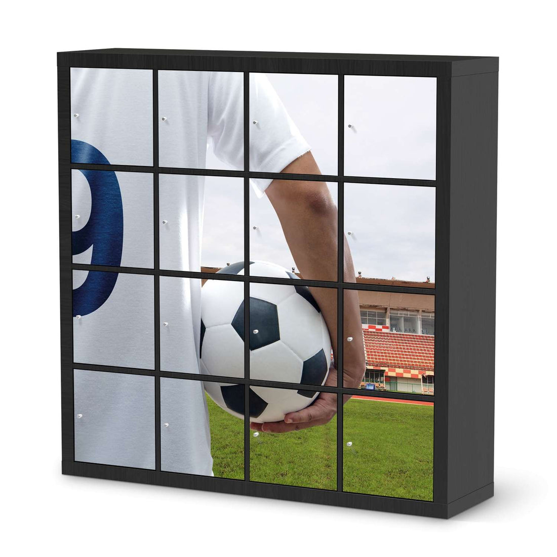 Möbelfolie Footballmania - IKEA Kallax Regal 16 Türen - schwarz