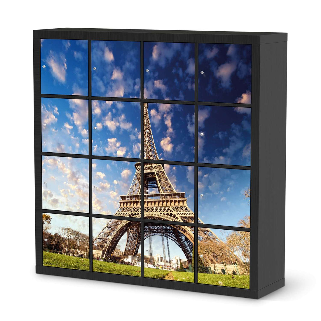 Möbelfolie La Tour Eiffel - IKEA Kallax Regal 16 Türen - schwarz