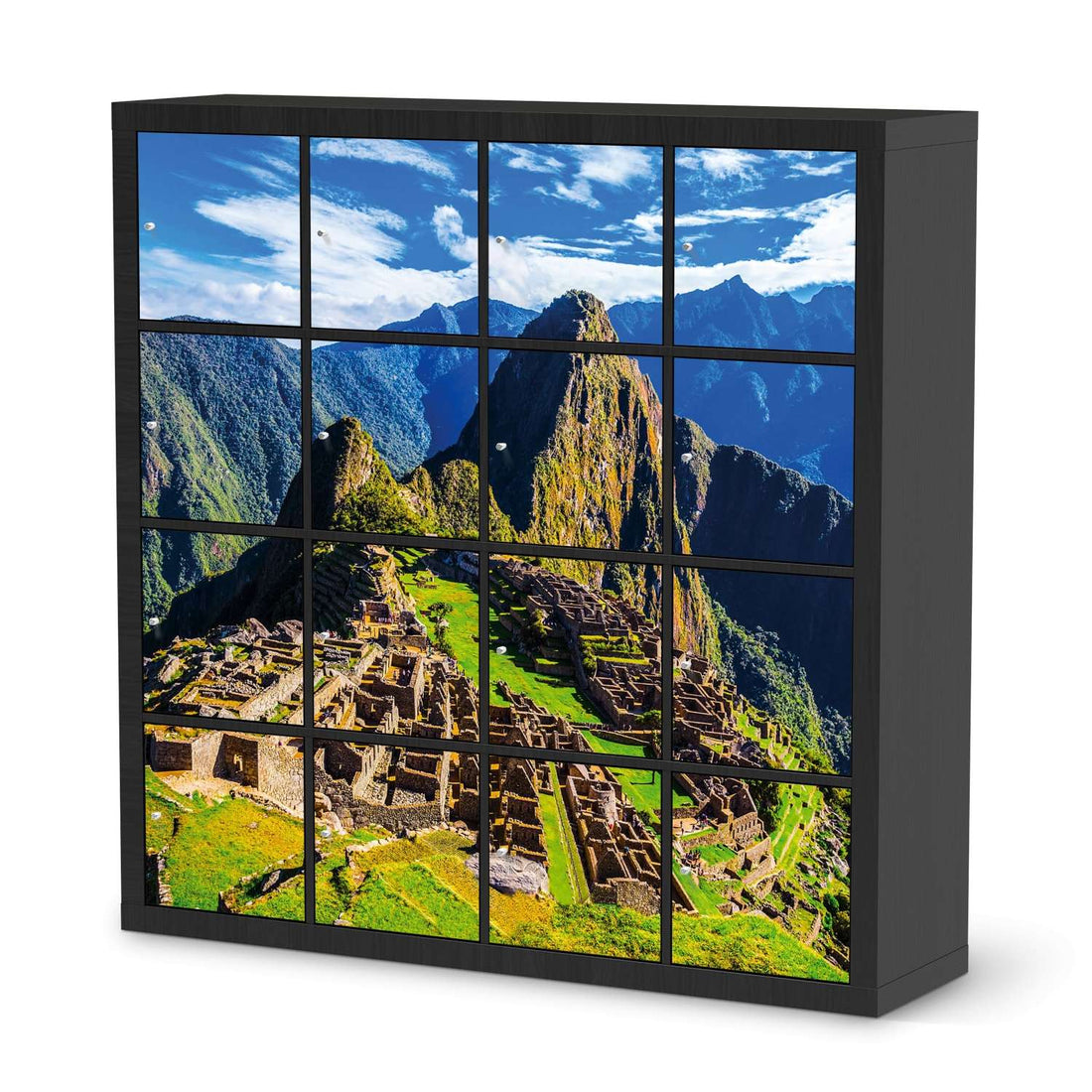 Möbelfolie Machu Picchu - IKEA Kallax Regal 16 Türen - schwarz