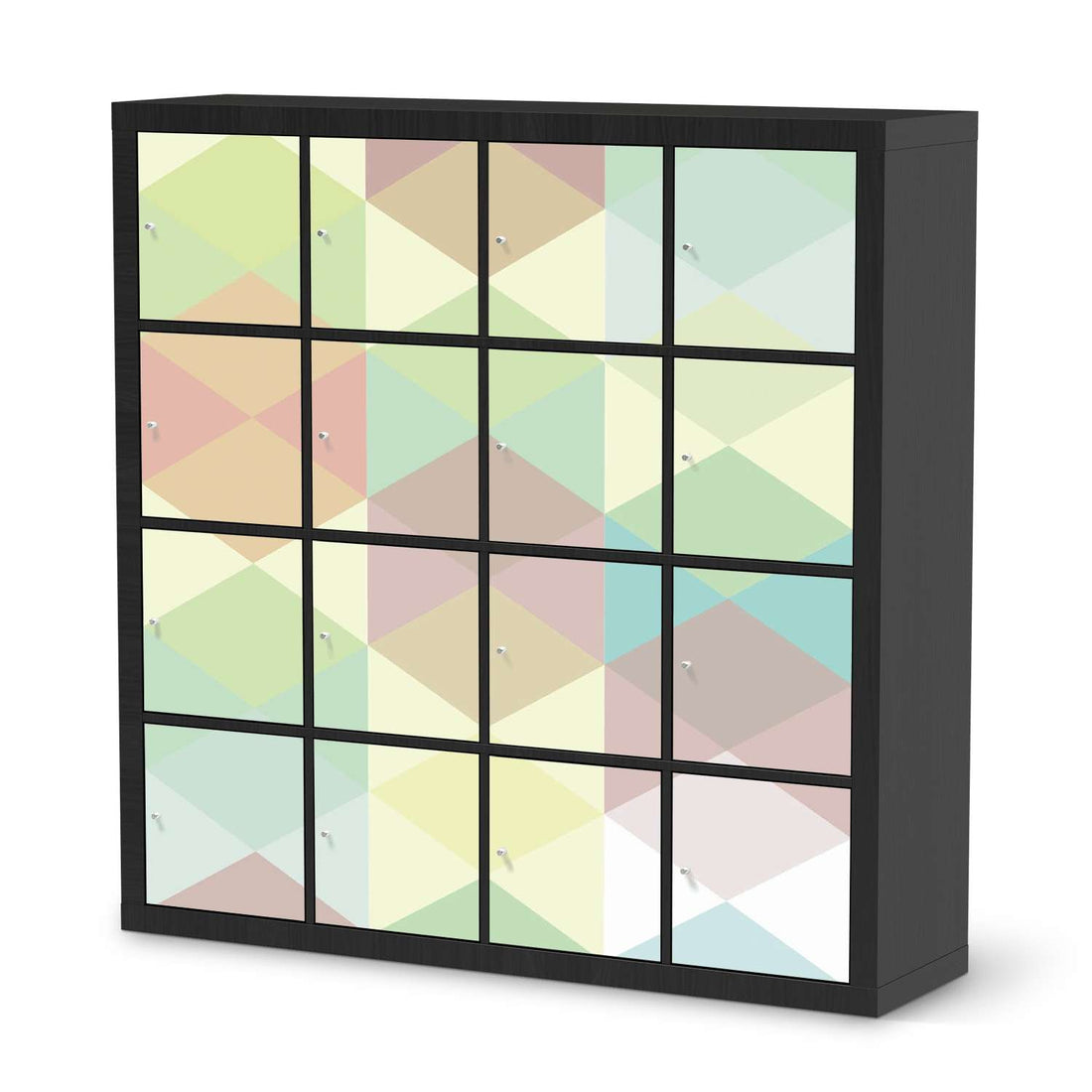 Möbelfolie Melitta Pastell Geometrie - IKEA Kallax Regal 16 Türen - schwarz