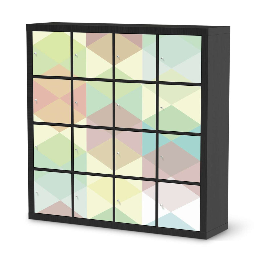 Möbelfolie Melitta Pastell Geometrie - IKEA Kallax Regal 16 Türen - schwarz