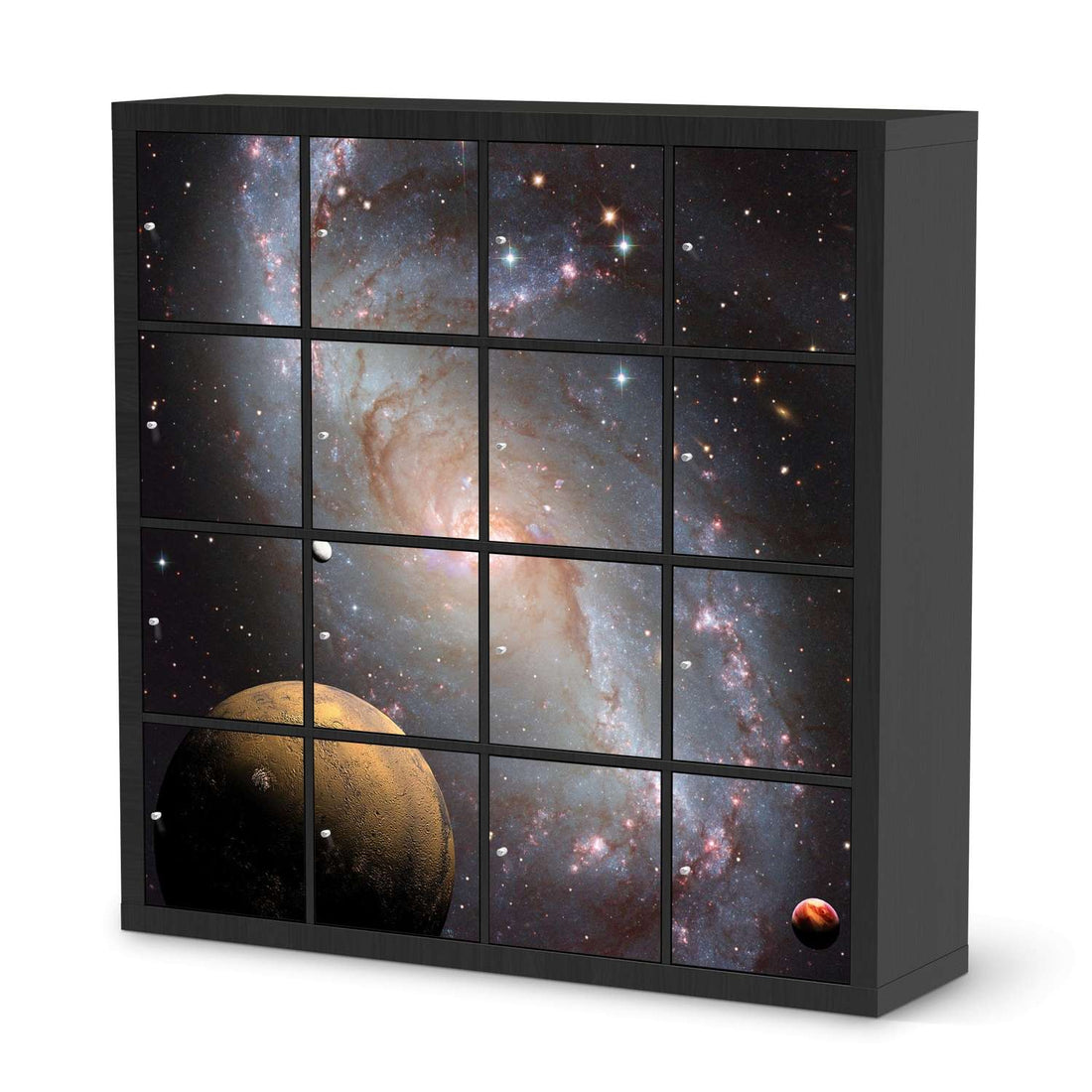 Möbelfolie Milky Way - IKEA Kallax Regal 16 Türen - schwarz