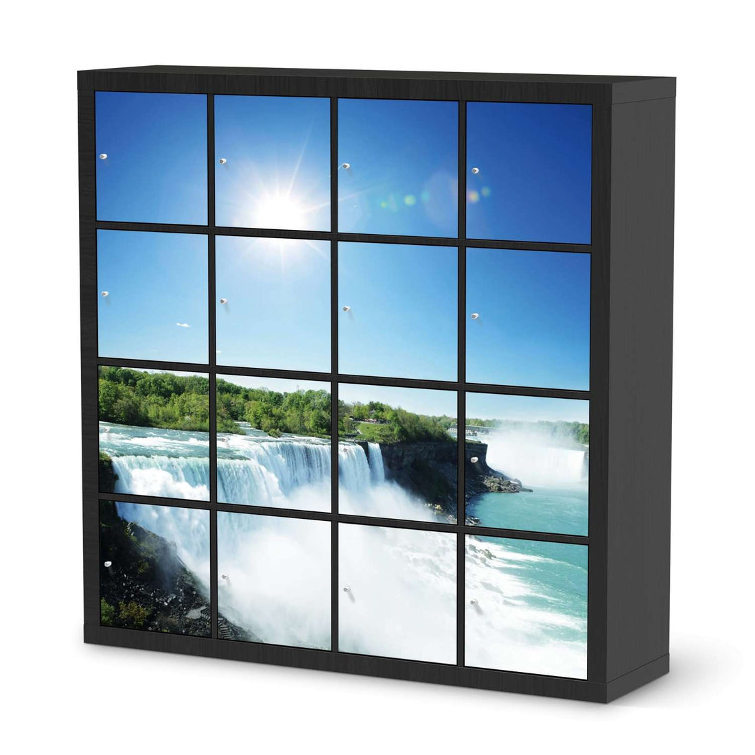 Möbelfolie Niagara Falls - IKEA Kallax Regal 16 Türen - schwarz