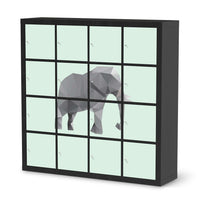 Möbelfolie Origami Elephant - IKEA Kallax Regal 16 Türen - schwarz