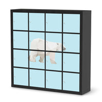 Möbelfolie Origami Polar Bear - IKEA Kallax Regal 16 Türen - schwarz