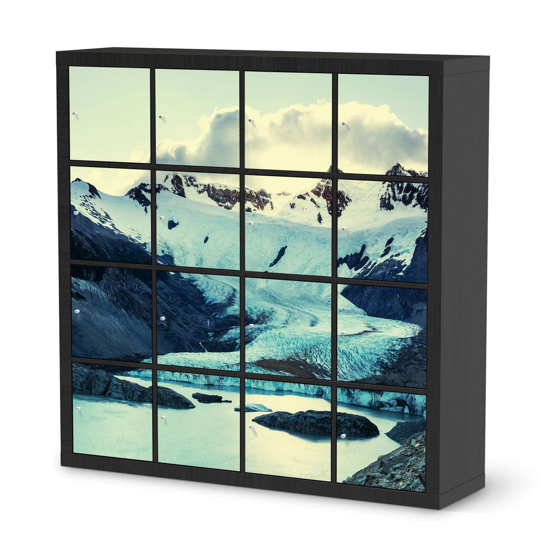 Möbelfolie Patagonia - IKEA Kallax Regal 16 Türen - schwarz