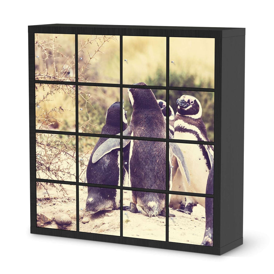 Möbelfolie Pingu Friendship - IKEA Kallax Regal 16 Türen - schwarz
