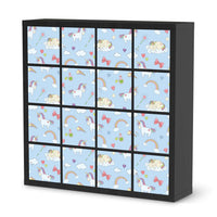 Möbelfolie Rainbow Unicorn - IKEA Kallax Regal 16 Türen - schwarz