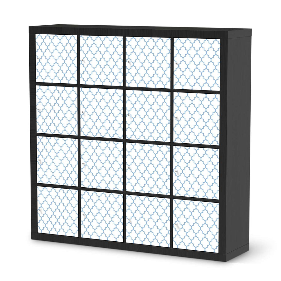 Möbelfolie Retro Pattern - Blau - IKEA Kallax Regal 16 Türen - schwarz