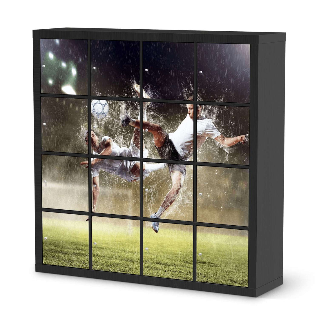 Möbelfolie Soccer - IKEA Kallax Regal 16 Türen - schwarz