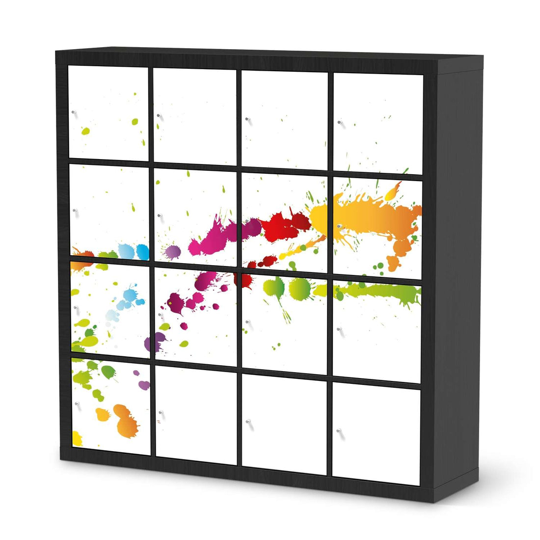Möbelfolie Splash 2 - IKEA Kallax Regal 16 Türen - schwarz