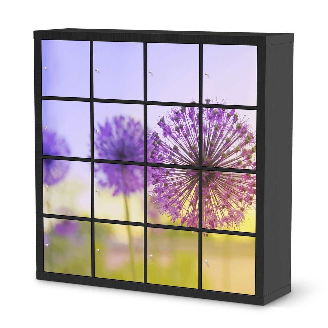 Möbelfolie Spring Flower - IKEA Kallax Regal 16 Türen - schwarz