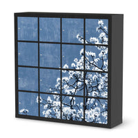 Möbelfolie Spring Tree - IKEA Kallax Regal 16 Türen - schwarz