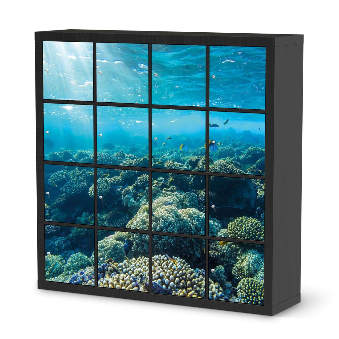 Möbelfolie Underwater World - IKEA Kallax Regal 16 Türen - schwarz