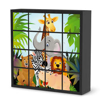 Möbelfolie Wild Animals - IKEA Kallax Regal 16 Türen - schwarz